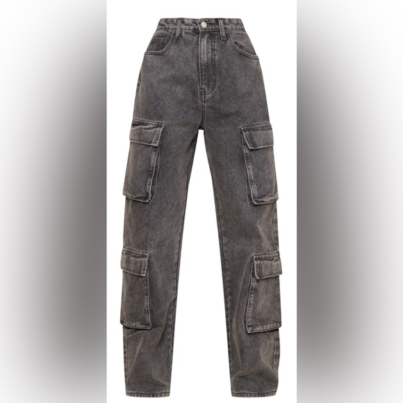 Pretty little thing Grey Acid wash Cargo - Picture 1 of 3